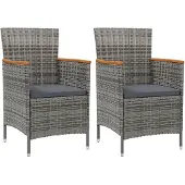 The Living Store Garten-Essstühle 2 Stk. Poly Rattan Grau