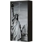 PaperFlow easyOffice Rollladenschrank Motiv Freiheitsstatue silber, 110x204x41.5 cm