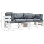 vidaXL 2-tlg. Garten-Palettensofa-Set Kissen in Grau Kiefernholz