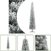 The Living Store Weihnachtsbaum Schlank mit Ständer Beschneit 270 cm PVC