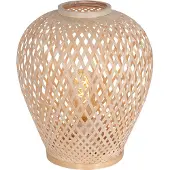 Steinhauer Tischleuchte Maze 1-flammig Beigefarbenes Holz 30x30cm