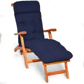 Beautissu Bequeme Liegenauflage Deckchair, 200x50x8 cm, Blau