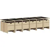 vidaXL 17-tlg. Garten-Essgruppe mit Kissen Beige Poly Rattan