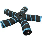 Syfax Katzentunnel 5-Wege Schwarz und Blau 25 cm Polyester