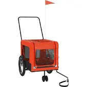 Syfax Fahrradanhänger Hunde Orange und Schwarz Oxford-Gewebe & Eisen