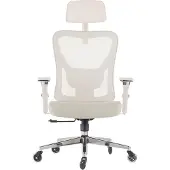 CLOUVOU CleverSeat Bürostuhl, Schreibtischstuhl, ergonomisch, Chefsessel für Arbeitszimmer, 4D Chrom-Metallarmlehne, Blade Wheels, Ergonomic Chair