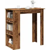 vidaXL Bartisch mit Regal Altholz-Optik 102x50x103,5 cm