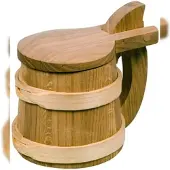 Gravidus Bierhumpen Bierkrug Holzbecher Holz Humpen Holzkrug Krug `Wikinger` mit Deckel