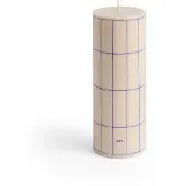 HAY - Column Kerze Medium - H20 cm - Weiß & Blaues Karomuster