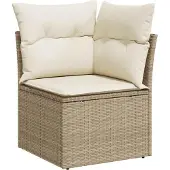 vidaXL 9-tlg. Garten-Sofagarnitur mit Kissen Beige Poly Rattan