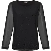 Goldner Langarmshirt "Blusenshirt mit Glitzersteinen", Damen, Gr. 38, schwarz, Obermaterial: 95% Polyester PES. 5% Elasthan EL., Shirts Langarmshirt, Glitzersteine