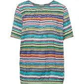 Goldner Druckbluse "Kurzgröße Farbbrillante Druckbluse mit liebevollen Details", Damen, Gr. 19, bunt (bunt, geringelt), Obermaterial: 100% Viskose CV., normal, Sonstiges, Blusen Druckbluse, Ohne