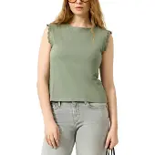 QS Rundhalsshirt mit Häkel-Details an der Schulter