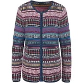 Goldner Strickjacke "Kurzgröße Jacquardjacke mit Ringelmuster" Hochwertiger Jacquardstrick