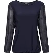 Goldner Langarmshirt "Kurzgröße Edles Langarmoberteil mit Glitzerärmeln" Chiffon-Ärmel
