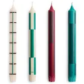 HAY - Musterkerzen - H24 cm - Grüntöne & Bordeaux - 4er-Set
