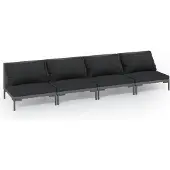 vidaXL 4-tlg. Garten-Lounge-Set mit Kissen Poly Rattan Dunkelgrau