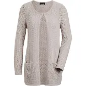Goldner Kurzjacke "Kurzgröße Brauner Cardigan mit Lochmuster, Langarm" mit Glitzergarn