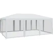 vidaXL Partyzelt mit 10 Mesh-Seitenteilen Weiß 6x4 m HDPE