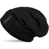 StyleBREAKER Strickmütze "Feinstrick Beanie mit Teddyfleece", Herren, schwarz, 100% Viskose CV., Modisch, Mützen Strickmütze