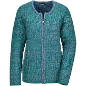 Goldner Strickjacke "Strukturjacke mit Rollband" dekoratives Rollbändchen am RV