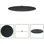 The Living Store Regenbrause Edelstahl 50 cm Rund Schwarz