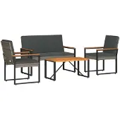 vidaXL Gartenmöbel Set 4 pcs Grau und Dunkelgrau Poly-Rattan
