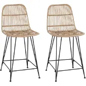 vidaXL Barhocker 2 pcs Natur 44 x 54 x 96 cm Rattan und Stahl