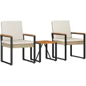 vidaXL Gartenmöbel Set 3 pcs Beige und Cremeweiß Poly-Rattan