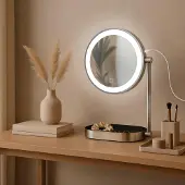 CLP Schminkspiegel Winslet 360° doppelseitig 1X/10X Vergrößerung LED Touch-Schalter weiß