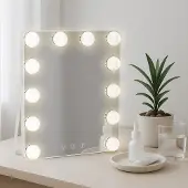 CLP Schminkspiegel Balian LED 3 Lichtfarben Hollywoodspiegel Standspiegel weiß