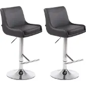CLP 2er Set Barhocker Club Kunstleder höhenverstellbar und drehbar grau Gestell Farbe chrom