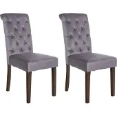 CLP 2er Set Esszimmerstühle Lisburn Mit Lehne im Chesterfield Design dunkelgrau Material Samt