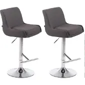 CLP 2er Set Barhocker Club Stoff drehbar und stufenlos verstellbar | Farbe dunkelgrau Gestell Farbe chrom