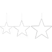 Beliani Weihnachtsdekoration Silber Metall 50 / 40 / 30 cm mit LED-Beleuchtung zum Aufhängen Sternform 3er Set Deko Adventsdekoration Wanddeko Fenster