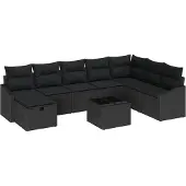 vidaXL Sofa Set mit Kissen 8 pcs Poly-Rattan