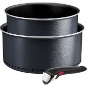 Tefal Set aus 2 aluminium-kochtöpfen (18/20 cm) + 1 schwarzem griff L7239003