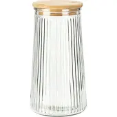 Eh Excellent Houseware Vorratsbehälter Glas 1.4L mit Bambusdeckel, luftdicht, spülmaschinenfest, transparent