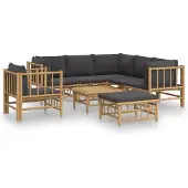 vidaXL 8-tlg. Garten-Lounge-Set mit Dunkelgrauen Kissen Bambus
