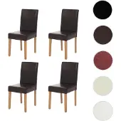Mendler 4er-Set Esszimmerstuhl Stuhl Küchenstuhl Littau - Kunstleder, braun helle Beine