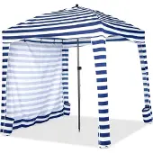 Costway Sonnenschutz mit abnehmbarer Seitenwand, 8 Sandsäcken und Tragetasche, Strandzelt 183x183cm