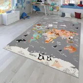 TT Home Kinderzimmerteppich Teppich Junge Mädchen Kinderteppich Rutschfest Tiere Erde