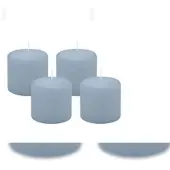 Kopschitz Kerzen 4er Set Stumpenkerzen/Adventskranzkerzen Jeans Blau Ø 60 x 60 mm
