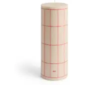 HAY - Column Kerze Large - H25 cm - Weiß & Rotes Karomuster