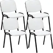 CLP 4er Set Besucherstuhl Ken Kunstleder stapelbar und mit modernem Design weiß