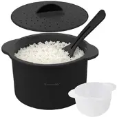 Rosenstein & Söhne Mikrowellen-Reiskocher, 2,5 Liter, spülmaschinengeeignet, schwarz