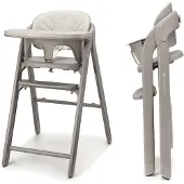 Kinderkraft TINO – 3-in-1 Hochstuhl bis 110 kg, klappbar, 5-Punkt-Gurt, abnehmbares Tablett, Kinder- und Erwachsenenstuhl, Beige