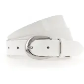 Tamaris Ledergürtel "Carolin Silver", Damen, Gr. 105, weiß, Materialmix, unifarben, Gürtel Ledergürtel, weiches Lack-Rindleder mit hochglänzendem Finish