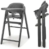 Kinderkraft TINO – 3-in-1 Hochstuhl bis 110 kg, klappbar, 5-Punkt-Gurt, abnehmbares Tablett, Kinder- und Erwachsenenstuhl, Grau