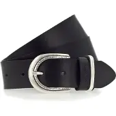 Mustang Ledergürtel "Paige", Damen, Gr. 100, schwarz, Materialmix, unifarben, Gürtel Ledergürtel, Mit dunklen Airbrushkanten und einer ovalen Dornschließe, 3,5 cm